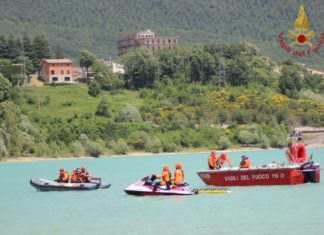 Vigili del Fuoco di Isernia, esercitazione interforze e interregionale, presso il lago di Castel San Vincenzo