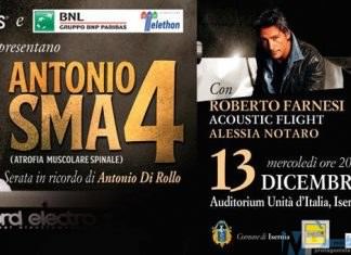 Isernia – “Antonio4Sma” all’auditorium il 13 dicembre con Roberto Farnesi e I Ditelo Voi.