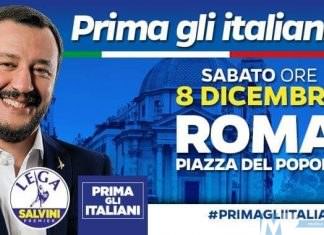 LEGA – Manifestazione 8 dicembre Roma: “Prima gli Italiani, dalle parole ai fatti”