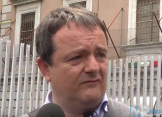 Il segretario generale del Sindacato Penitenziari Aldo Di Giacomo in conferenza stampa dopo la rivolta di Via Cavour