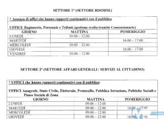 Comune di Isernia, orario apertura al pubblico degli uffuci comunali