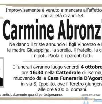 Isernia – I funerali di Carmine Abronzino previsti per domani venerdì 4 Ottobre.