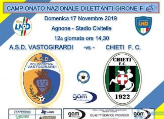 Vastogirardi: “ Domenica con il Chieti ci batteremo come dei leoni, occorre ripartire”. Il commento di mister Farina