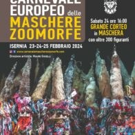 Locandina Carnevale europeo maschere zoomorfe Isernia 2024