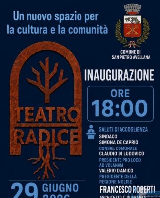 San Pietro Avellana: inaugurazione teatro 29 giugno 2026