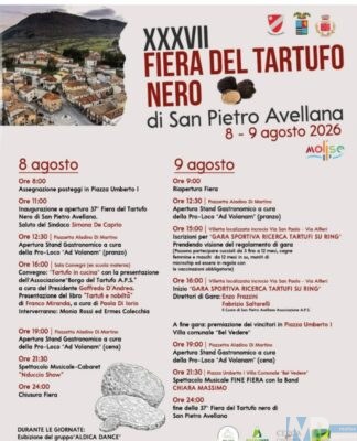 San Pietro Avellana celebra il tartufo nero: torna l’attesa Fiera del Tartufo Nero l’8 e 9 agosto 2026