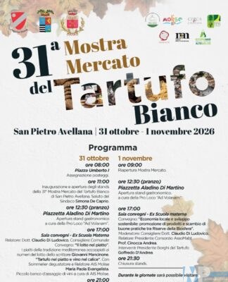 San Pietro Avellana. 31^ Mostra Mercato del Tartufo Bianco 31 Ottobre – 1 Novembre 2026
